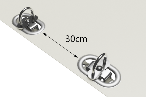 Ovale Ösen (42x22mm) + Drehverschluss alle 30 cm
