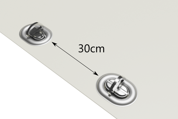 Ovale Ösen (22,5x13,5mm) + Drehverschluss alle 30 cm