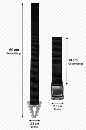 Spanngurt 2-teilig mit Klemmschloss und Schlaufe perfekt in Verbindung mit unseren Bodenanker (Roll-Up Cover)